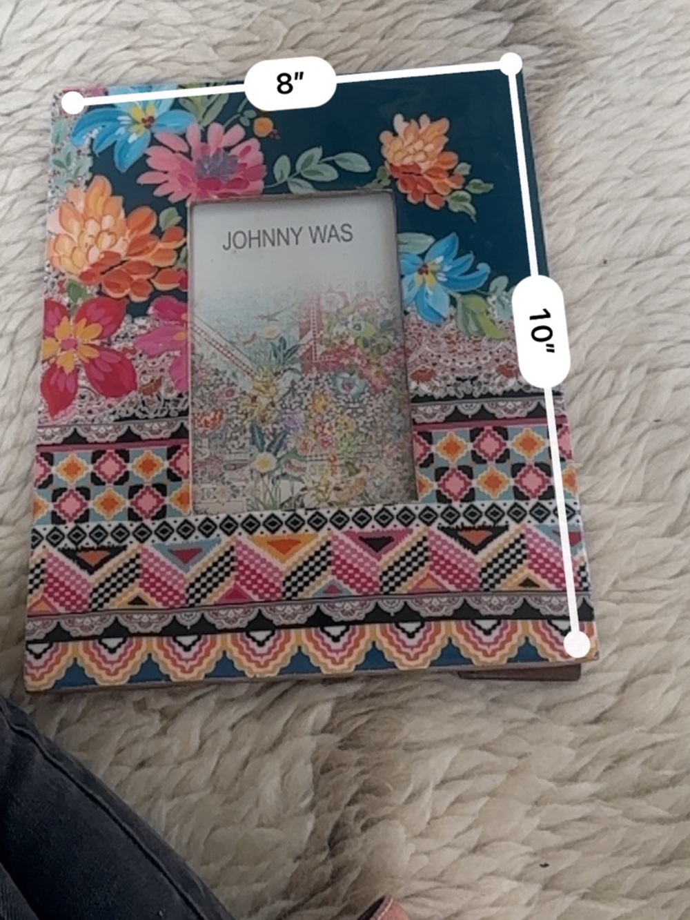 Johnny Was 8x10” Multicolor Floral Pattern Photo Frame - Pink/Blue/Orange - Picture 6 of 6